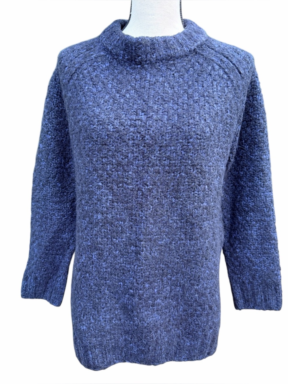 Steven Alan Blue Alpaca Wool Blend Mock Neck Pullover Sweater Size Small